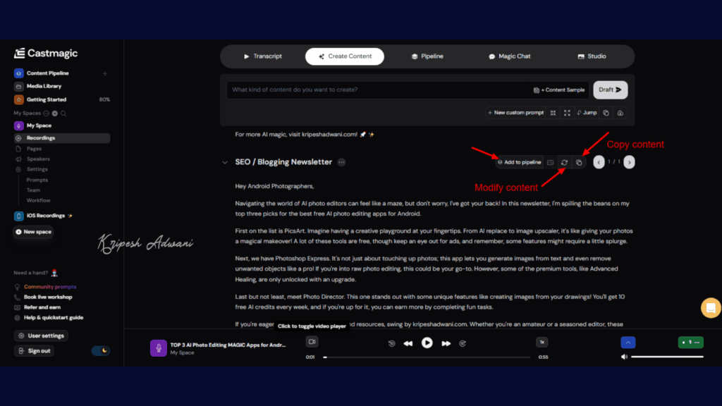 Step 4 Generate AI Content