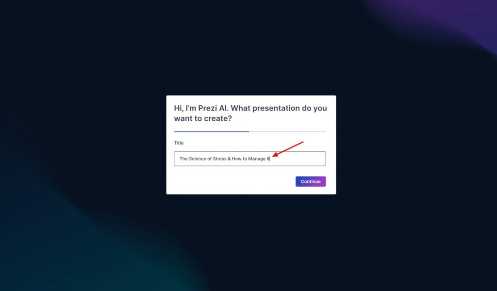 Prezi Review (2026) - Is This AI Presentation Tool Better Than PowerPoint? 3 Entering AI prompt in Prezi