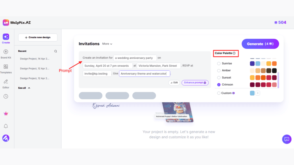 Molypix AI Review (2026) - Best AI Design Tool? 11 Invitation Card Interface