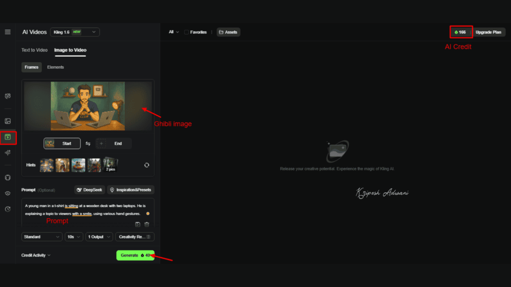 KlingAI Video Interface