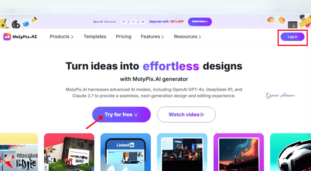 Molypix AI Review (2026) - Best AI Design Tool? 2 Molypix AI User Interface