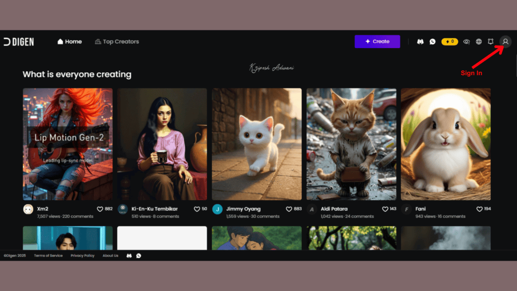 How To Create Ghibli Style AI Videos (FREE) 2 Step 2 Sign in to DigenAI Online
