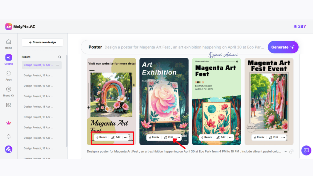 Molypix AI Review (2026) - Best AI Design Tool? 6 Step 5 Edit Your Design