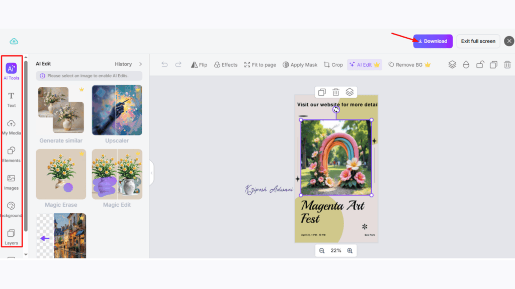 Molypix AI Review (2026) - Best AI Design Tool? 7 Step 6 Download and Share