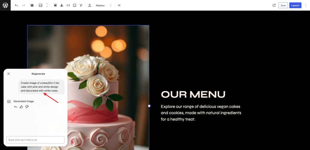 WordPress AI website builder - image updates