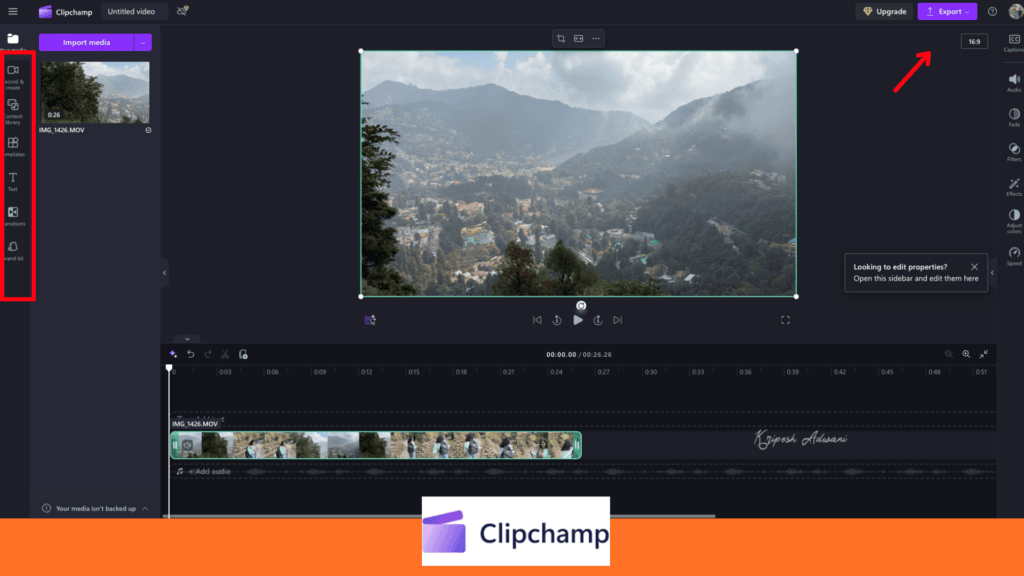 Clipchamp Interface