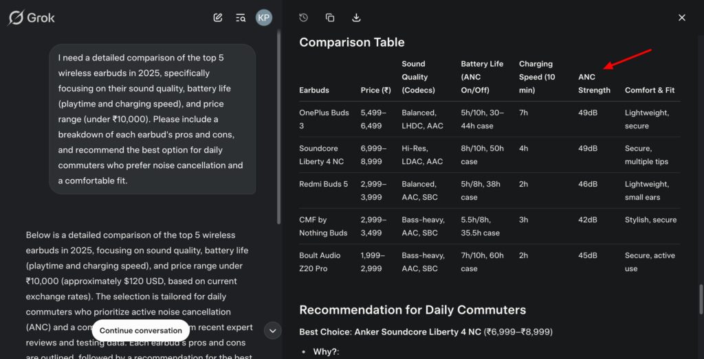 Grok - Product recommendations