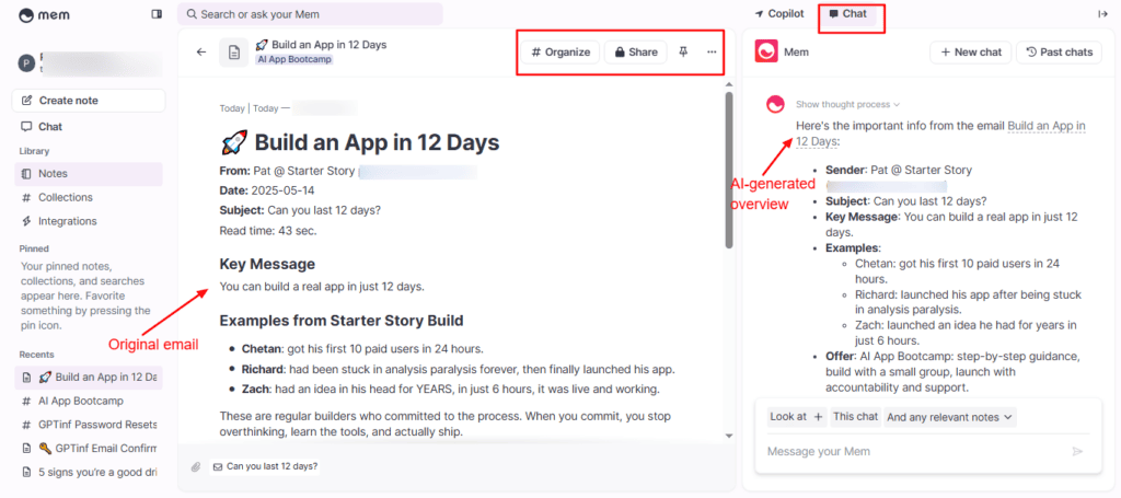 Mem Email Intgrations