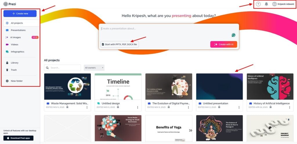 Prezi Review (2026) - Is This AI Presentation Tool Better Than PowerPoint? 2 Prezi - user interface