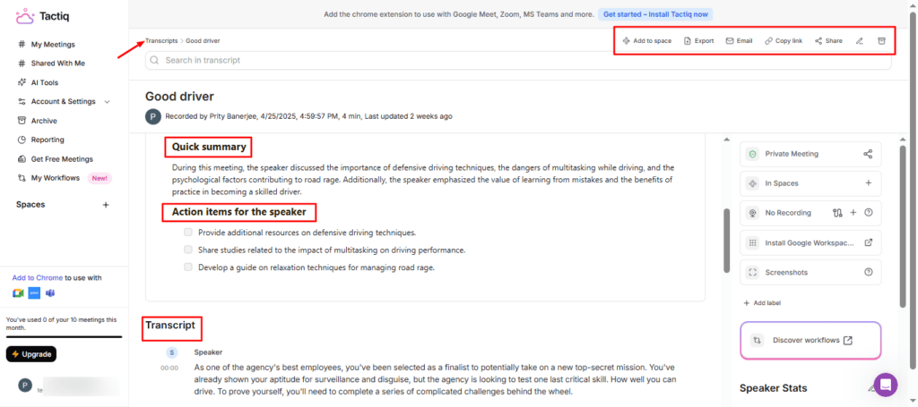 Tactiq Transcriptions