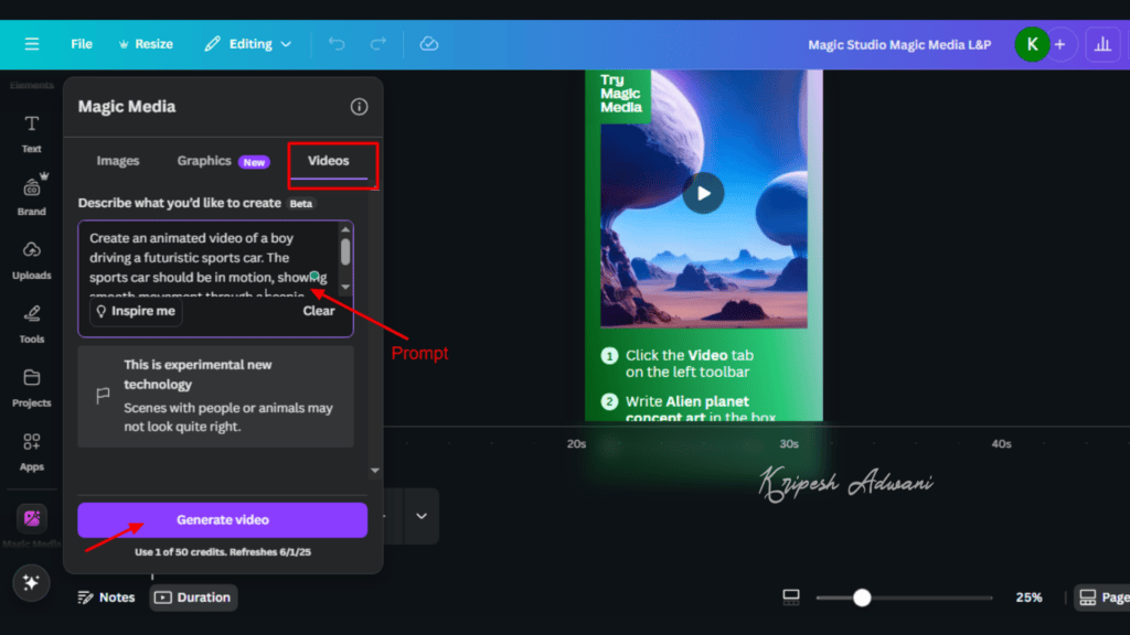 How to Use AI in Canva (2026): 12 Powerful Methods To Create Better Designs Faster 4 Text to Video Dashboard