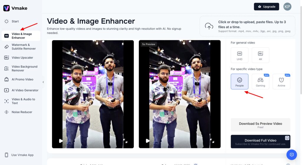 Vmake AI - ai video enhancer