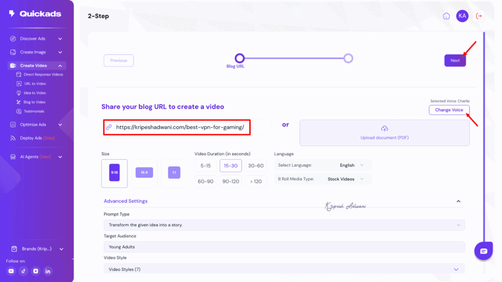 Blog to Video Generator UI
