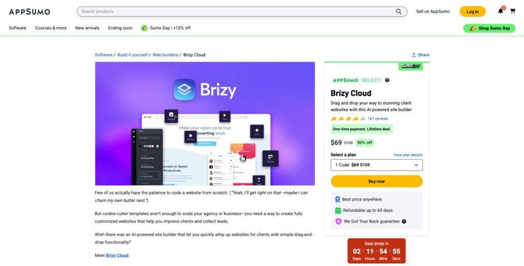 Brizy Cloud Review (2026) - AI Web Builder For Easy & Cheap Websites 11 Brizy Cloud AppSumo Deal