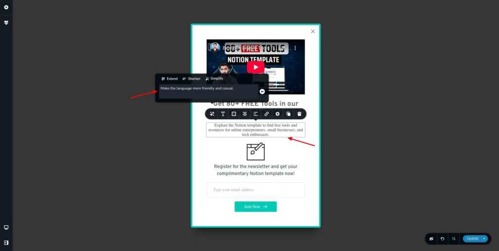 Brizy Cloud Review (2026) - AI Web Builder For Easy & Cheap Websites 10 Brizy Cloud - Popup editing