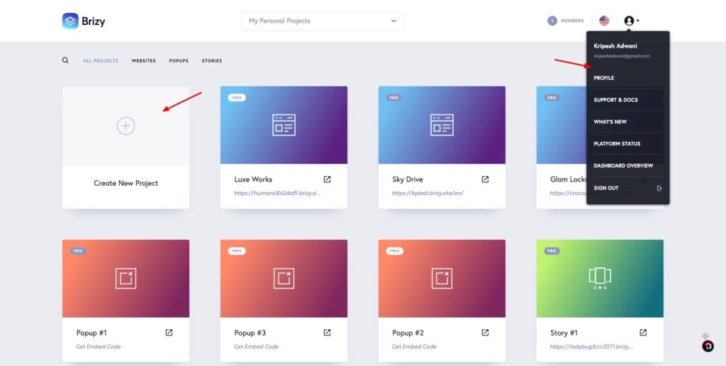 Brizy Cloud Review (2026) - AI Web Builder For Easy & Cheap Websites 2 Brizy Cloud UI