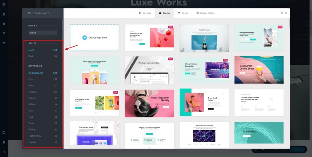 Brizy Cloud Review (2026) - AI Web Builder For Easy & Cheap Websites 5 Brizy cloud - website blocks