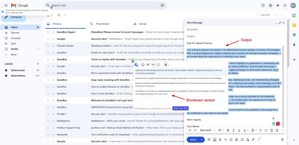Compose AI - email generation
