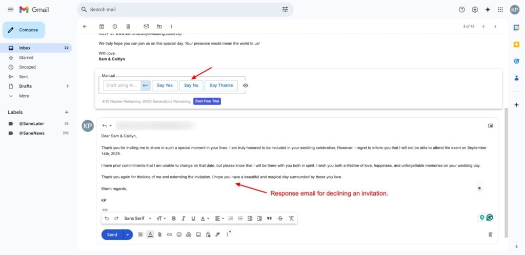 Compose AI - email responses