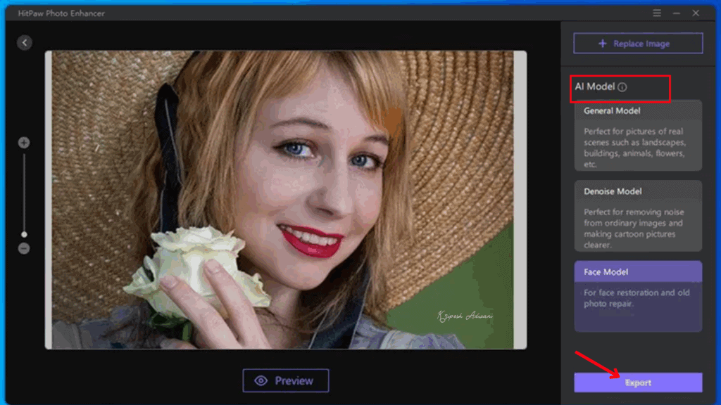 HitPaw Photo Enhancer UI