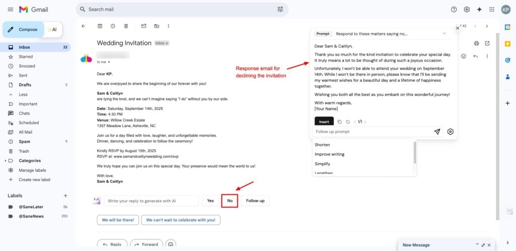Merlin AI - email replies