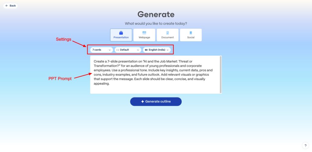 AI Presentation generation