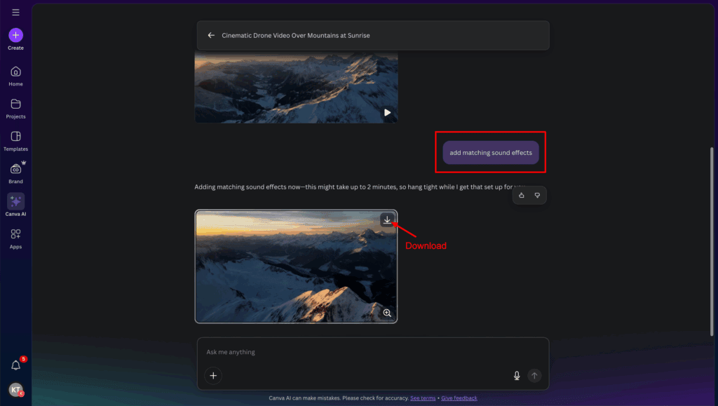 How to Use AI in Canva (2026): 12 Powerful Methods To Create Better Designs Faster 25 Adding sound effects to AI generated video 1