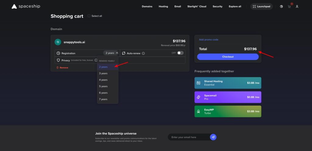 7 Best Places to Buy .AI Domains (2026): AI Domain Guide + Hidden Costs to Avoid 2 Buying Ai domain from Spaceship