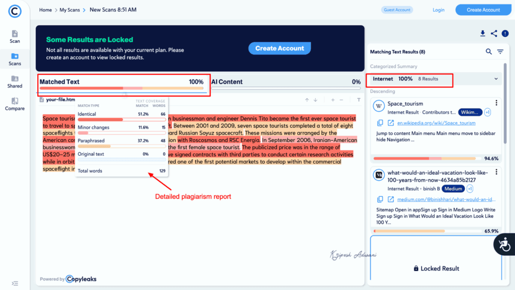 9 Best Free Plagiarism Checker Tools for 2026 (Students & Writers) 2 Copyleaks plag check report for doc 1