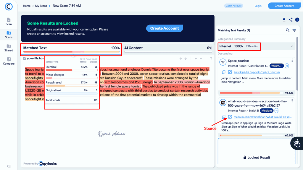 9 Best Free Plagiarism Checker Tools for 2026 (Students & Writers) 3 Copyleaks plag check report for doc 2