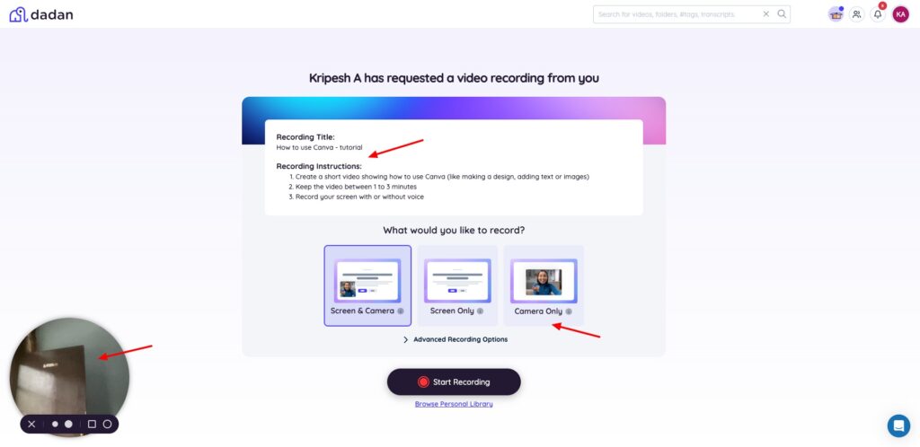 Dadan AI - Video Request