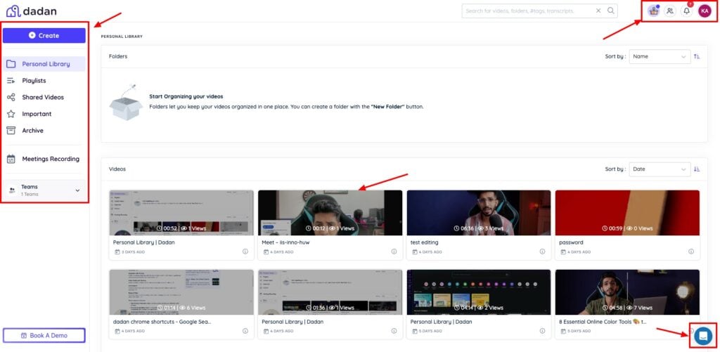 Dadan - user interface
