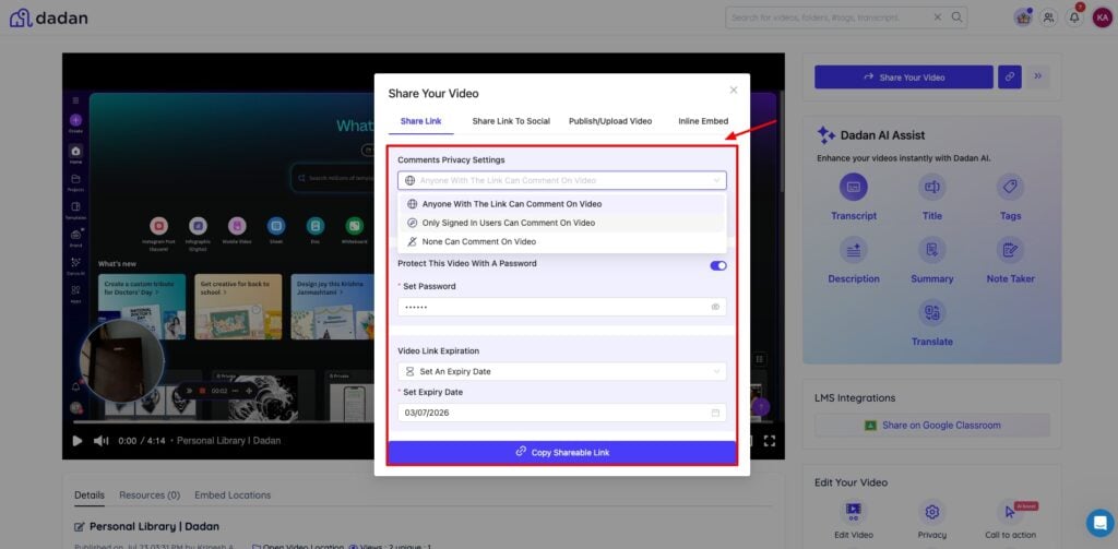 Dadan - video security settings