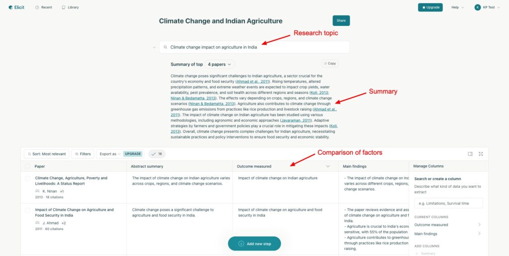 Finding research papers with Elicit