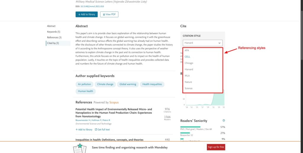 Mendeley- citation styles