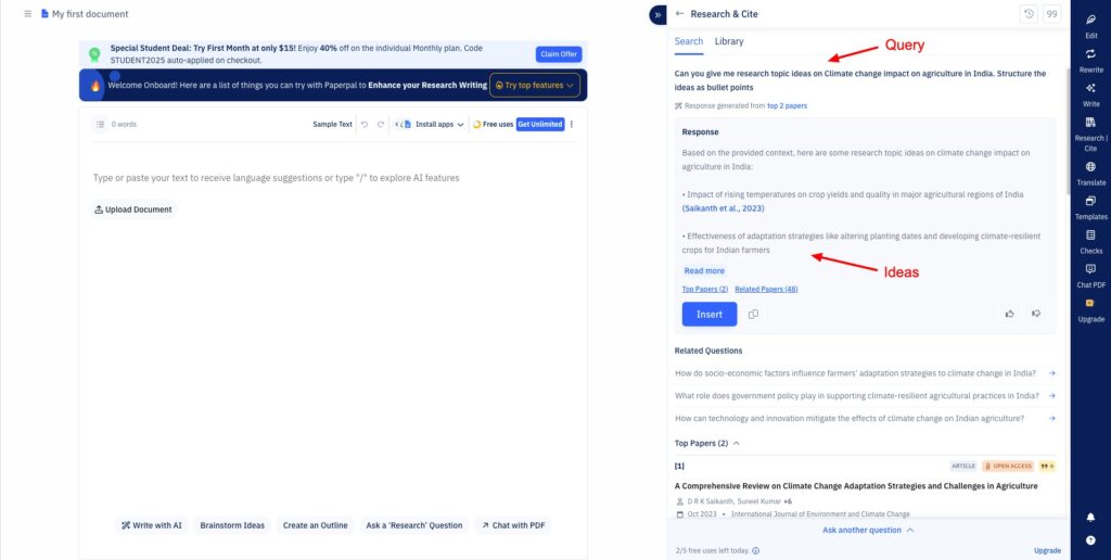 PaperPal - Research topic ideas