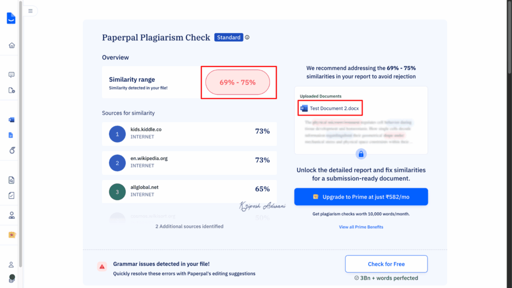 9 Best Free Plagiarism Checker Tools for 2026 (Students & Writers) 29 PaperPal plag check report for doc 2