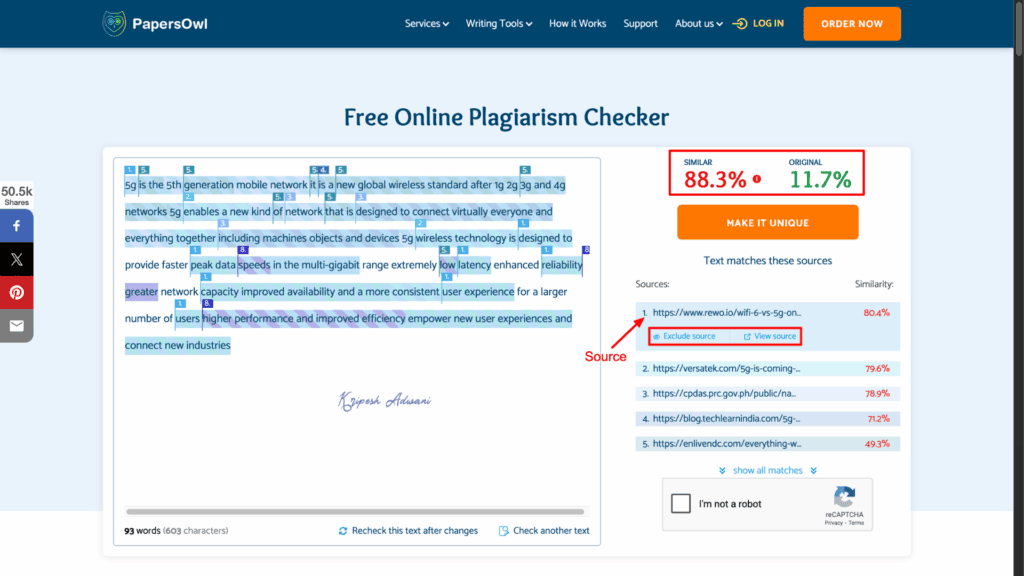9 Best Free Plagiarism Checker Tools for 2026 (Students & Writers) 13 PapersOwl plag check report for doc 1