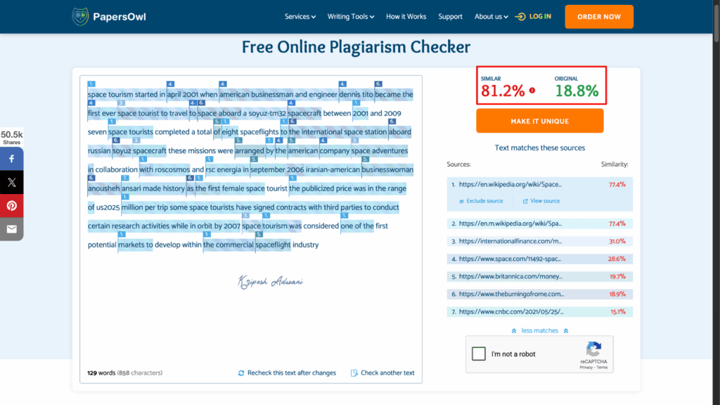 9 Best Free Plagiarism Checker Tools for 2026 (Students & Writers) 14 PapersOwl plag check report for doc 2