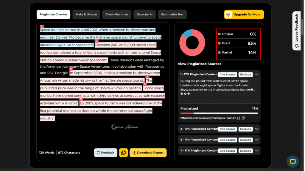 9 Best Free Plagiarism Checker Tools for 2026 (Students & Writers) 17 Plagiarism Detector.net plag check report for doc 2