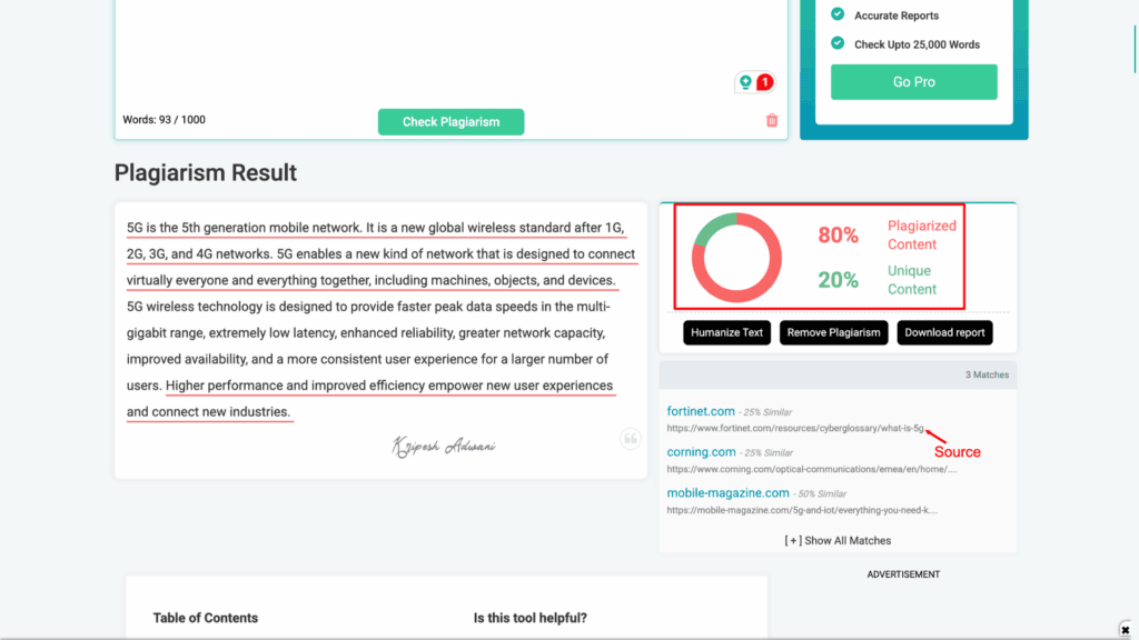 9 Best Free Plagiarism Checker Tools for 2026 (Students & Writers) 22 PrePostSEO plag check report for doc 1