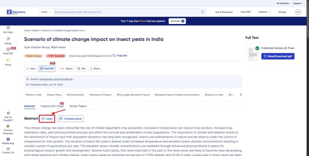 R Discovery - AI listening option