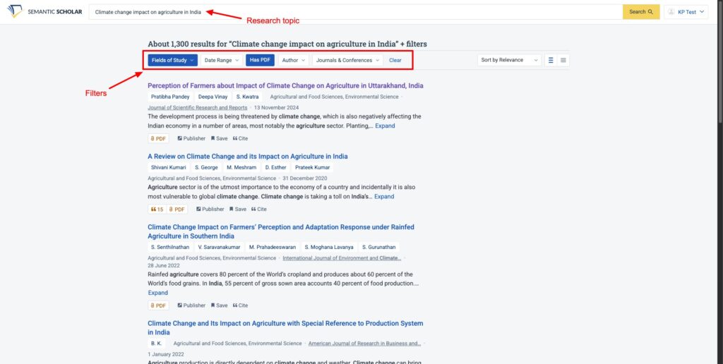 Semantic Scholar - Literature research