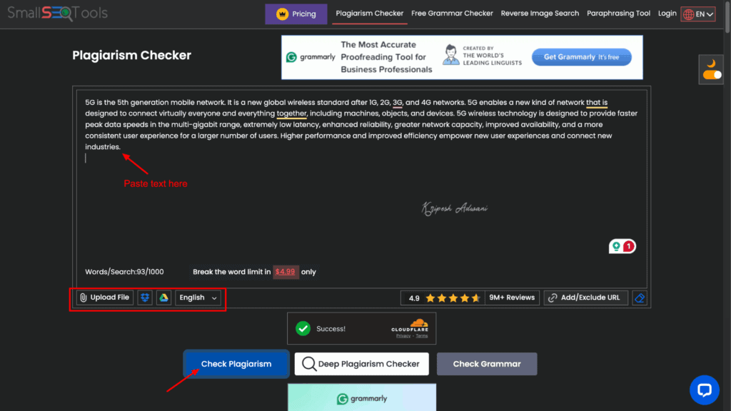 9 Best Free Plagiarism Checker Tools for 2026 (Students & Writers) 4 SmallSEOTools UI