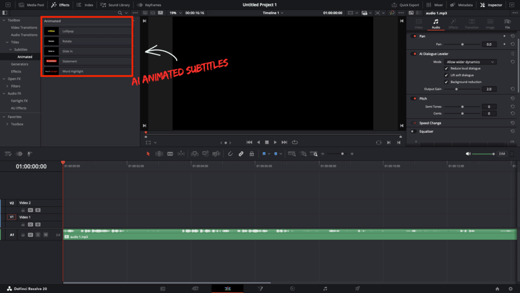 9 Best AI Tools For Video Editing (2026) - Web, Desktop & Android Apps 7 Davinci Resolve- AI Animated Subtitles