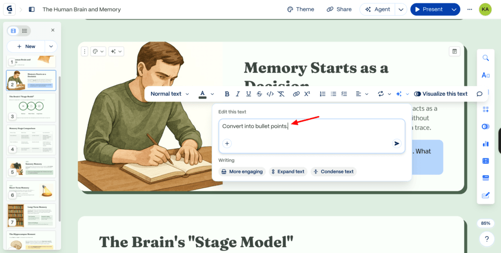 Gamma App Review (2026): I Created 50+ Presentations, Here's My Brutal Review 8 Gamma - AI text editing