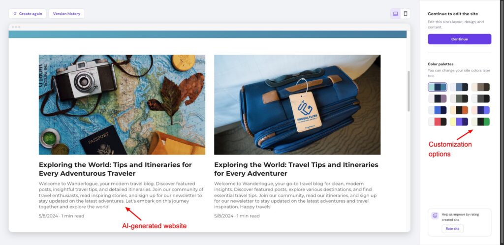 Hostinger AI website builder