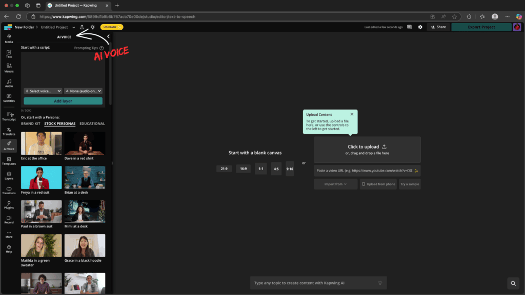 9 Best AI Tools For Video Editing (2026) - Web, Desktop & Android Apps 3 Kapwing- AI Voice