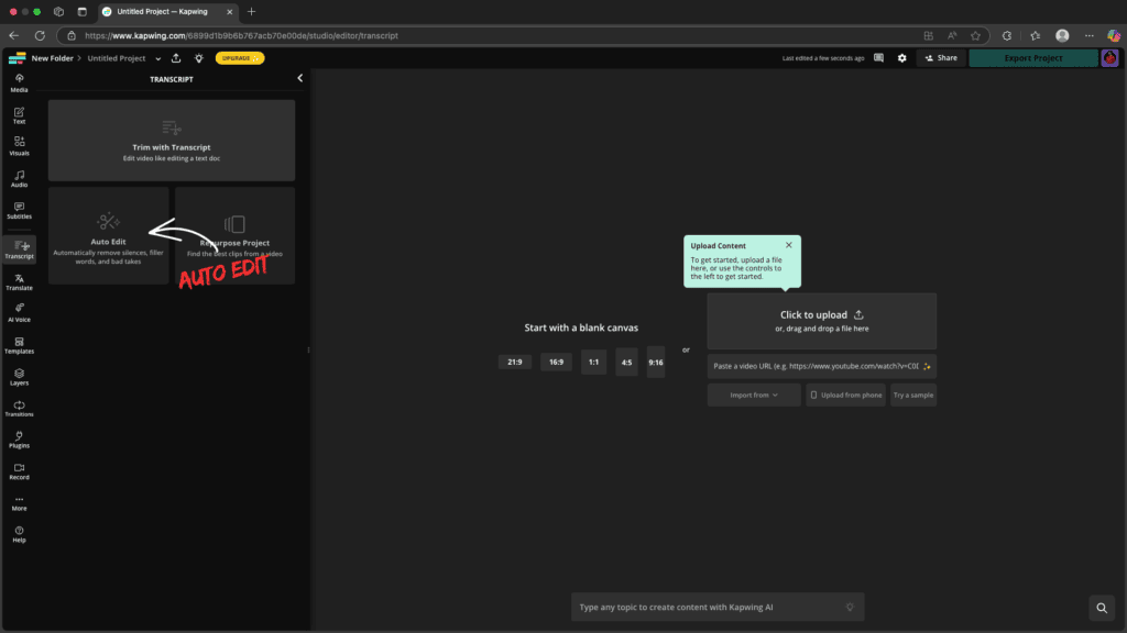 9 Best AI Tools For Video Editing (2026) - Web, Desktop & Android Apps 4 Kapwing- Auto Edit