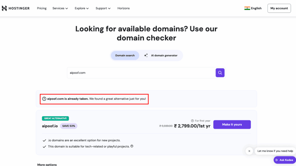 Step 2 Search for Your Desired Domain Name